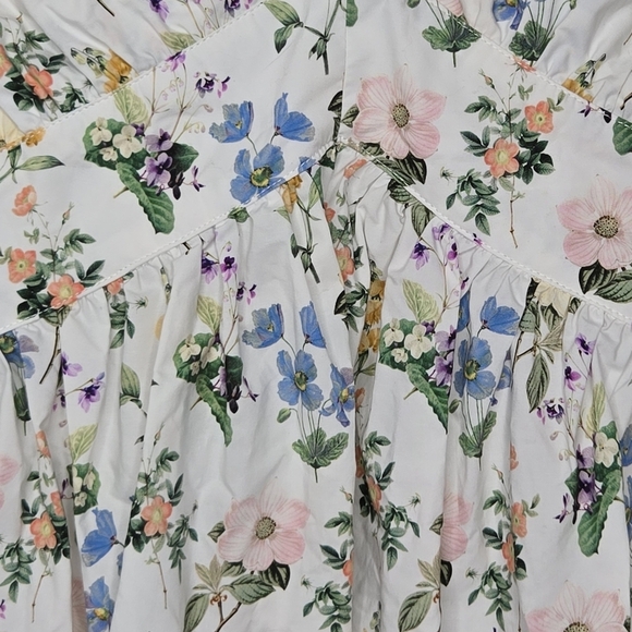 Marissa Webb Griffin Botanical Floral Cottagecore Puff Open Back Top Medium - Picture 4 of 11